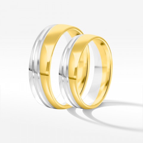Obrączki ślubne z dwukolorowego złota 5.5mm półokrągłe