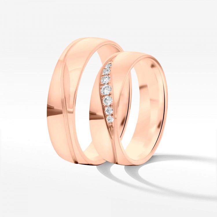 Obrączki ślubne z różowego złota 5mm półokrągłe