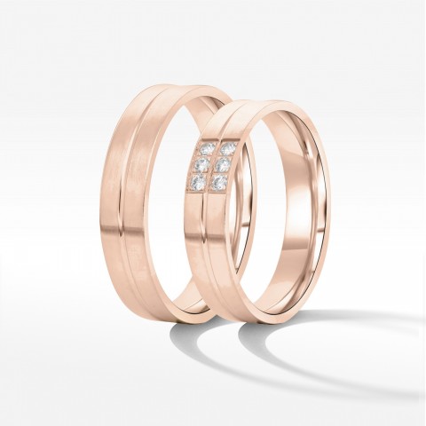 Obrączki ślubne z różowego złota 5mm płaskie