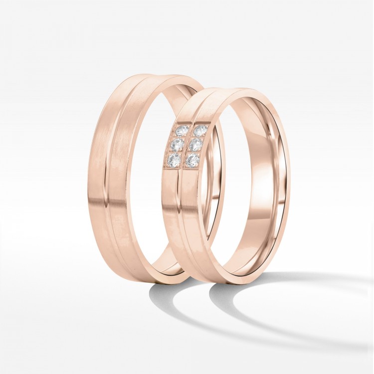 Obrączki ślubne z różowego złota 5mm płaskie