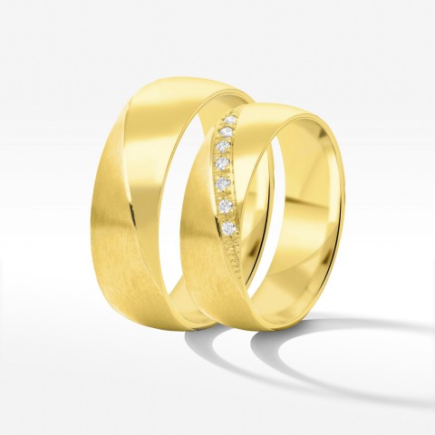 Obrączki ślubne z żółtego złota 6mm półokrągłe