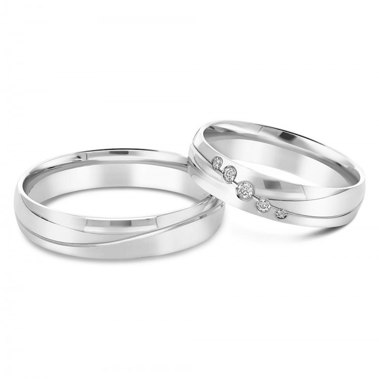 Obrączki ślubne z białego złota 4.5mm półokrągłe