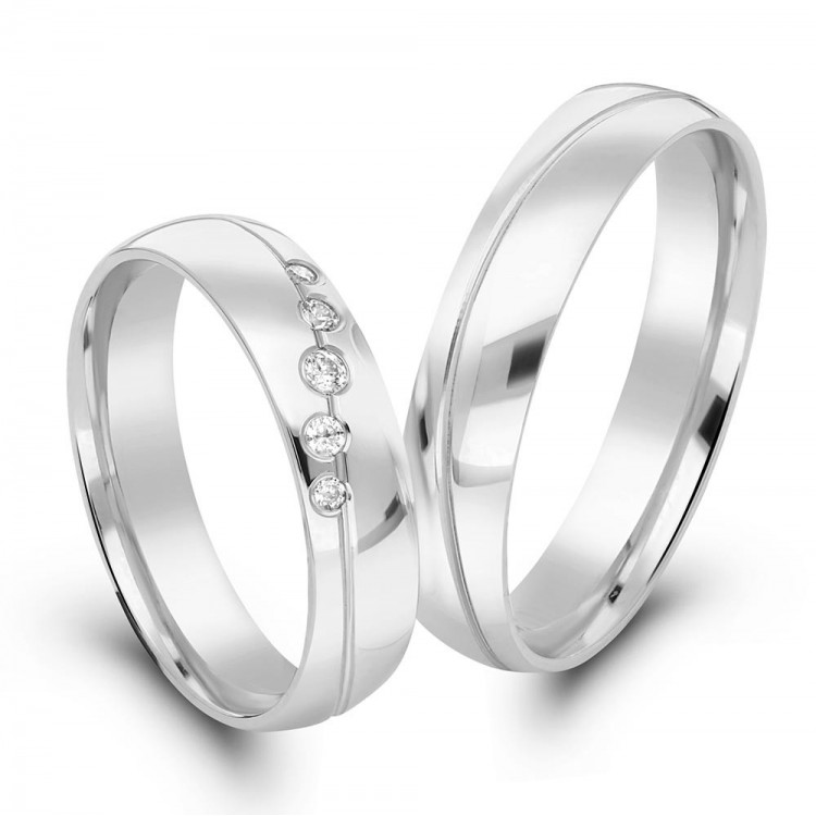 Obrączki ślubne z białego złota 4.5mm półokrągłe