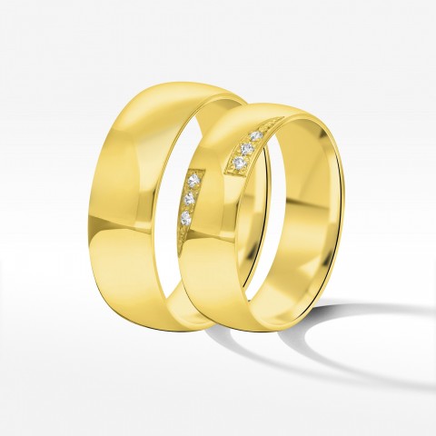 Obrączki ślubne z żółtego złota 6mm półokrągłe