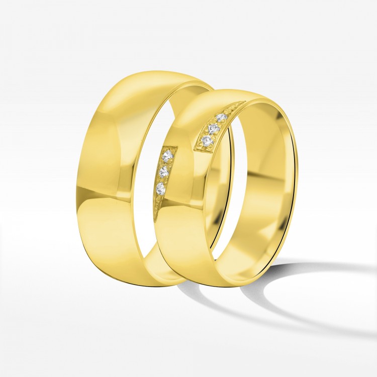 Obrączki ślubne z żółtego złota 6mm półokrągłe