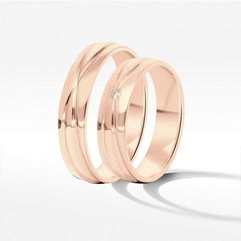 Obrączki ślubne z różowego złota 5mm półokrągłe