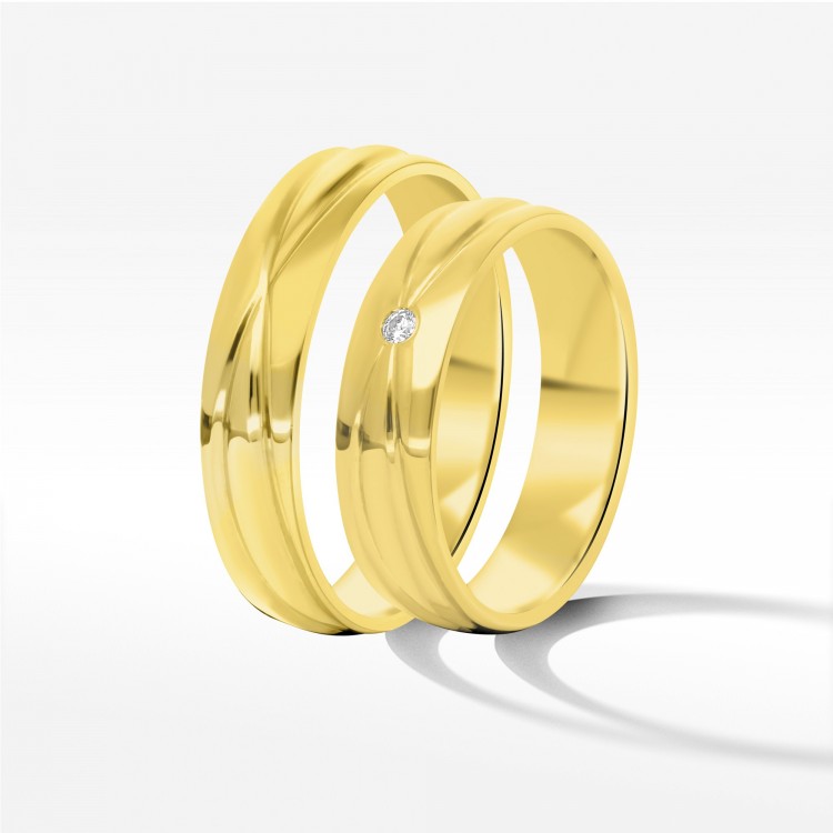 Obrączki ślubne z żółtego złota 5mm półokrągłe