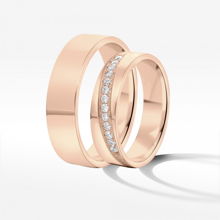 Obrączki ślubne z różowego złota 5mm płaskie