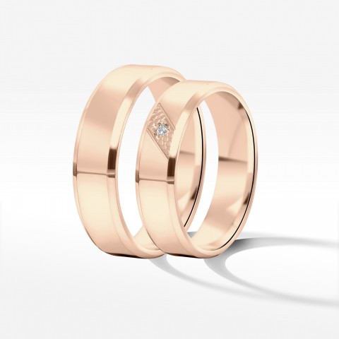 Obrączki ślubne z różowego złota 5mm fazowane