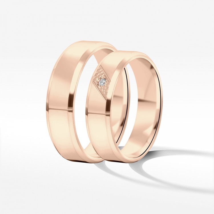 Obrączki ślubne z różowego złota 5mm fazowane