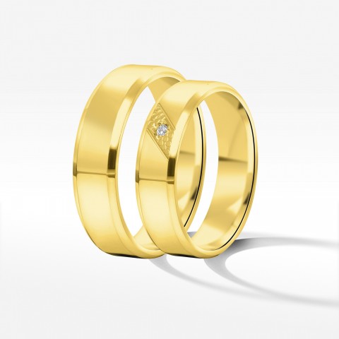 Obrączki ślubne z żółtego złota 5mm fazowane