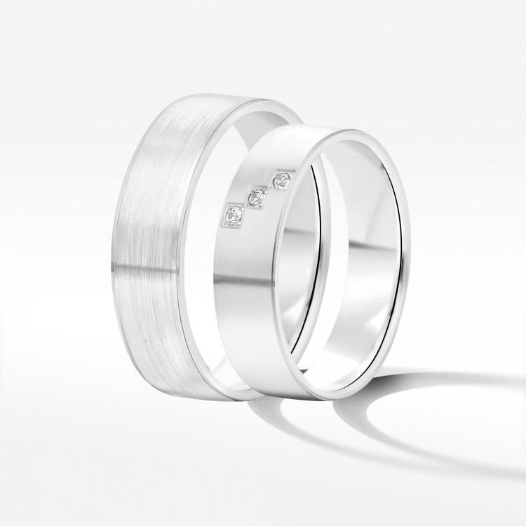 Obrączki ślubne z białego złota 6mm płaskie
