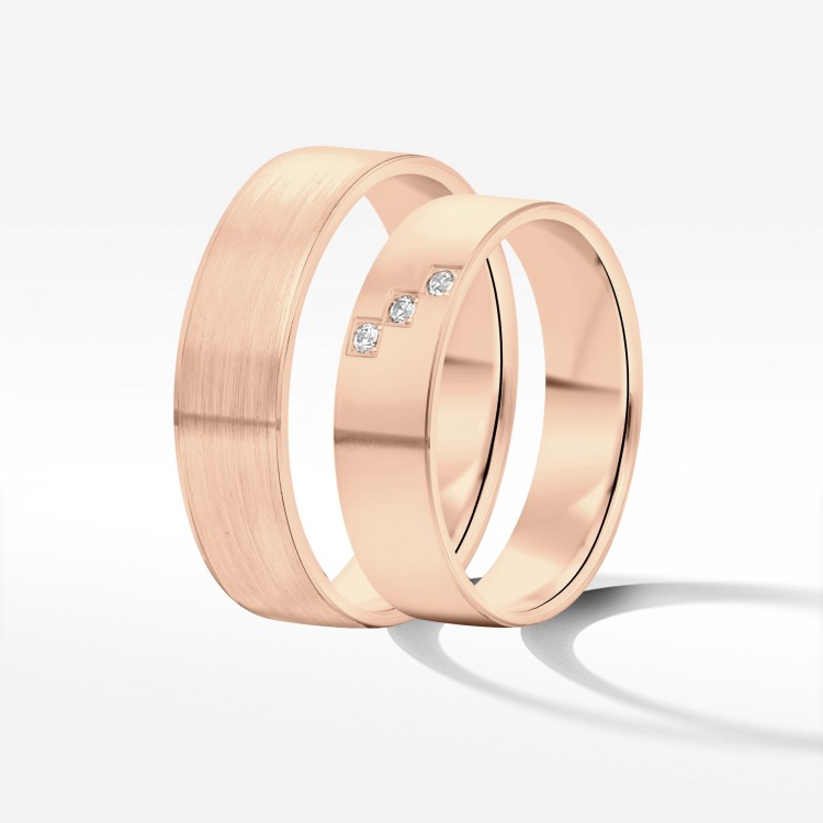 Obrączki ślubne z różowego złota 6mm płaskie