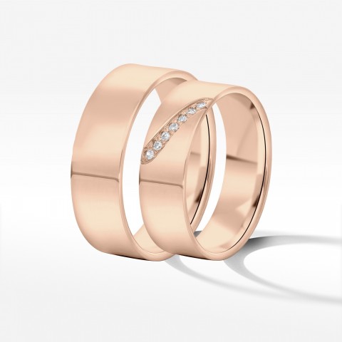 Obrączki ślubne z różowego złota 6mm płaskie