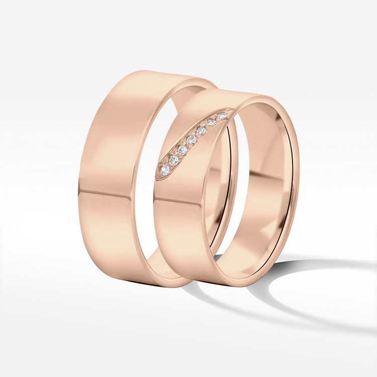 Obrączki ślubne z różowego złota 6mm płaskie