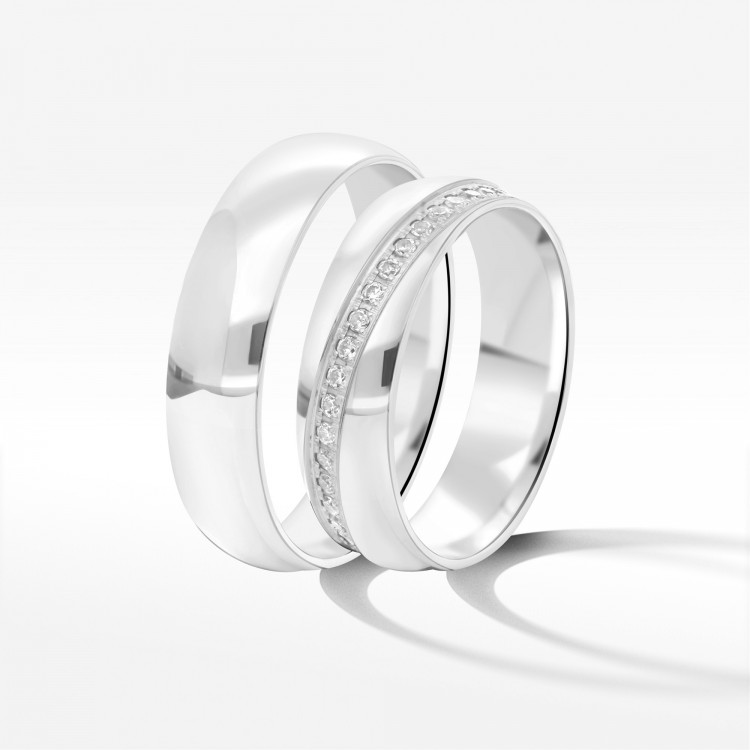 Obrączki ślubne z białego złota 5.5mm półokrągłe
