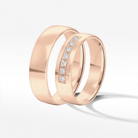 Obrączki ślubne z różowego złota 5mm półokrągłe