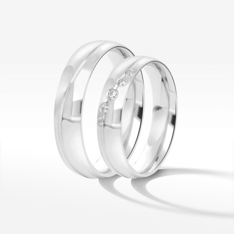 Obrączki ślubne z białego złota 4.5mm półokrągłe