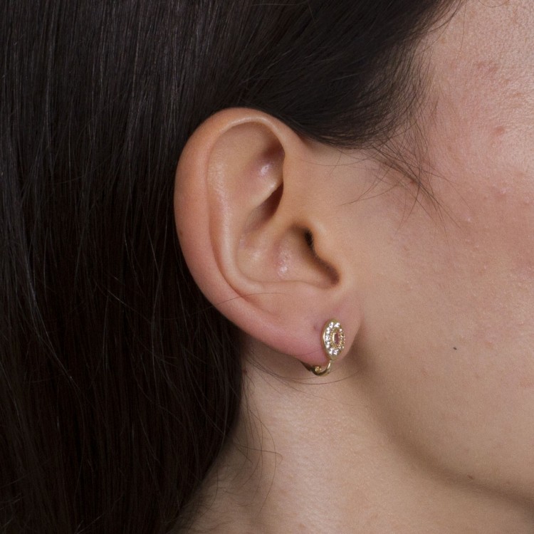 Kolczyki ze złota z różowymi i białymi cyrkoniami