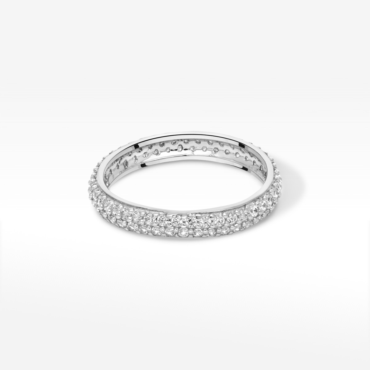 Pierścionek z białego złota z cyrkoniami