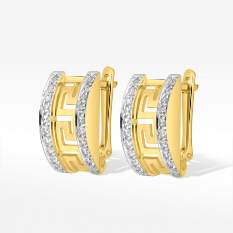 Kolczyki ze złota wzór grecki z cyrkoniami