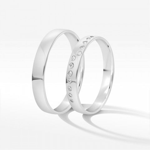 Obrączki ślubne z białego złota 3.5mm półokrągłe