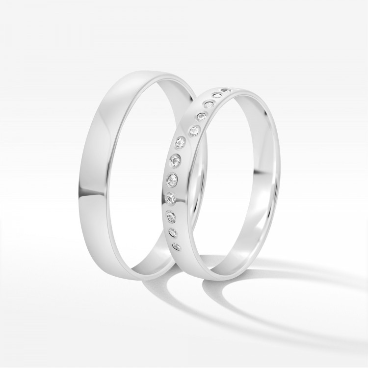 Obrączki ślubne z białego złota 3.5mm półokrągłe