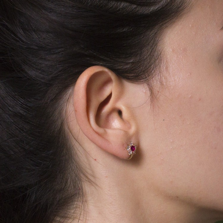 Kolczyki ze złota z cyrkoniami kwiatek