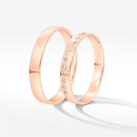 Obrączki ślubne z różowego złota 3.5mm półokrągłe