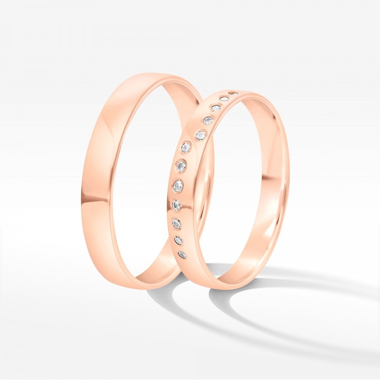 Obrączki ślubne z różowego złota 3.5mm półokrągłe