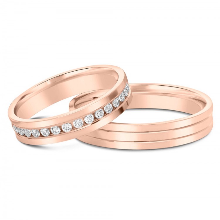 Obrączki ślubne z różowego złota 4mm płaskie