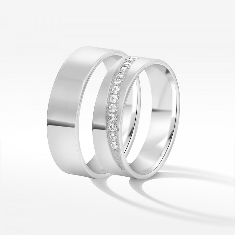 Obrączki ślubne z białego złota 6mm płaskie