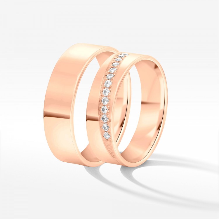 Obrączki ślubne z różowego złota 6mm płaskie