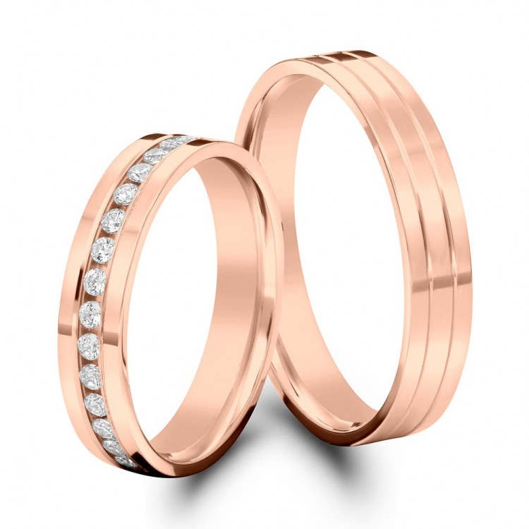 Obrączki ślubne z różowego złota 4mm płaskie