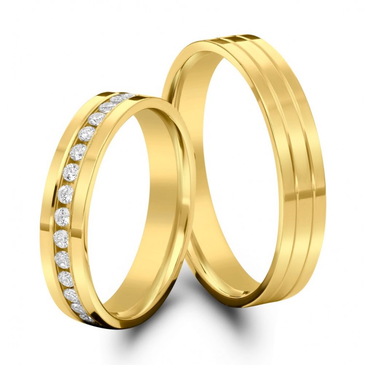 Obrączki ślubne z żółtego złota 4mm płaskie