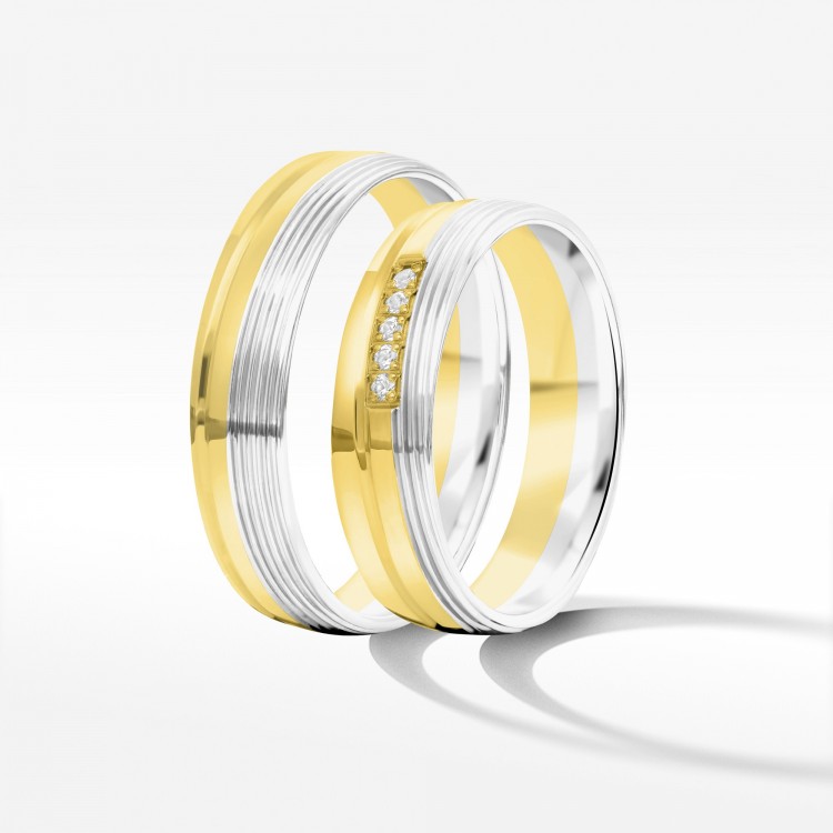 Obrączki ślubne z dwukolorowego złota 5mm półokrągłe