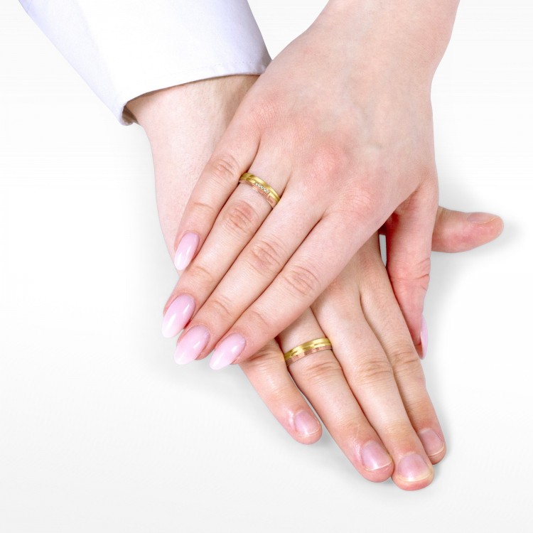 Obrączki ślubne z dwukolorowego złota 5mm półokrągłe