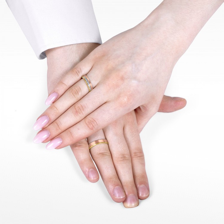 Obrączki ślubne z dwukolorowego złota 4.5mm płaskie