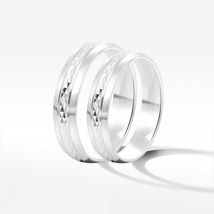 Obrączki ślubne z białego złota 4.5mm półokrągłe