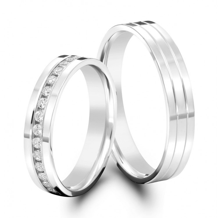 Obrączki ślubne z białego złota 4mm płaskie