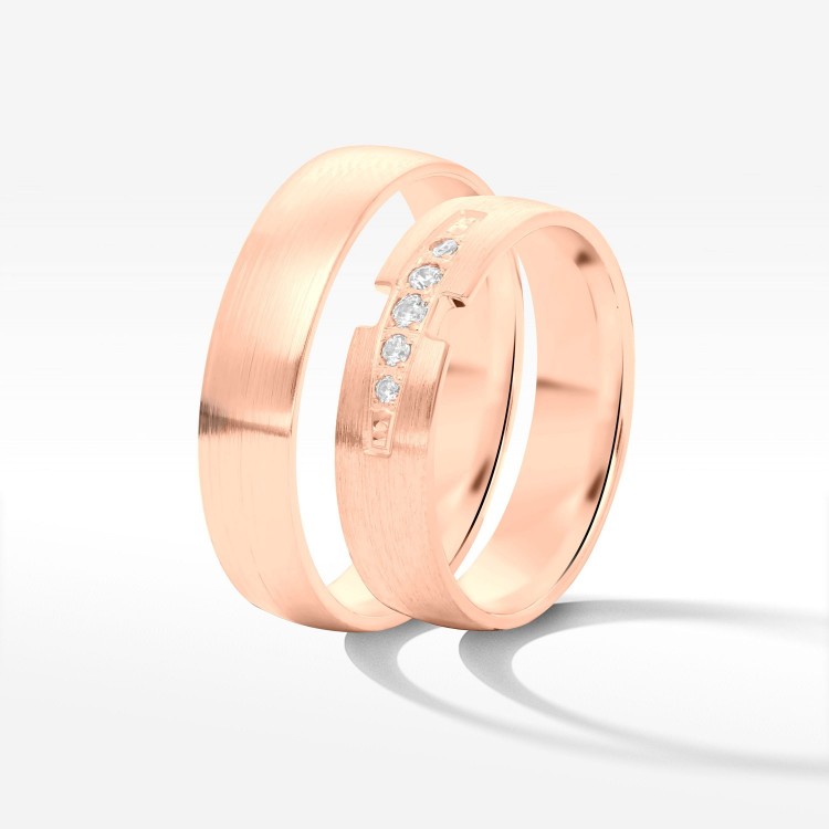Obrączki ślubne z różowego złota 5mm półokrągłe
