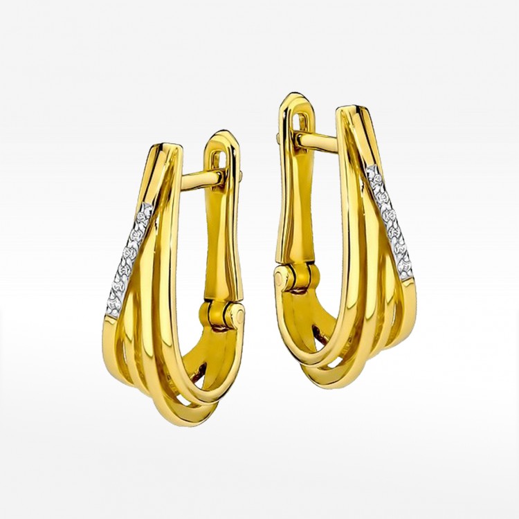 Kolczyki ze złota z diamentami na angielskie zapięcie