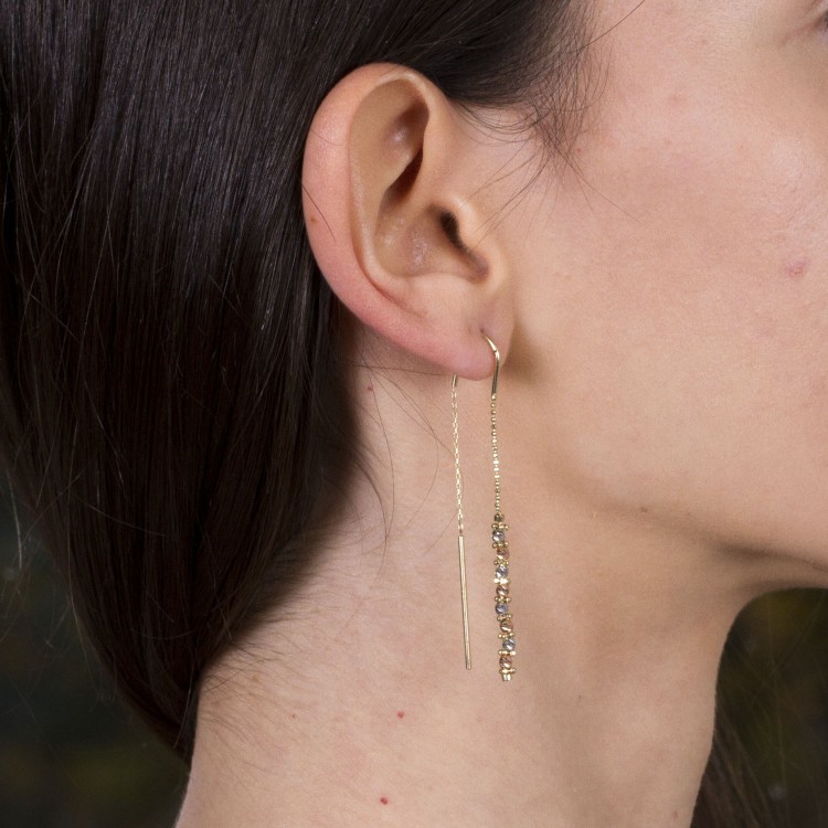 Kolczyki ze złota przeciągane trójkolorowe