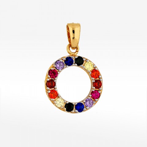 Zawieszka ze złota z kolorowymi cyrkoniami