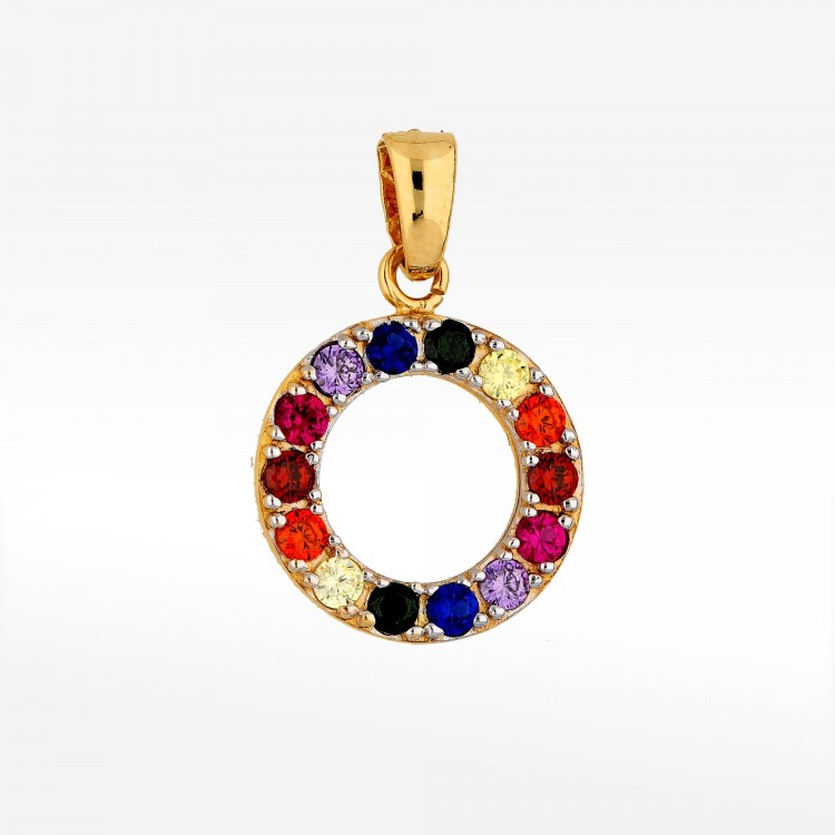 Zawieszka ze złota z kolorowymi cyrkoniami