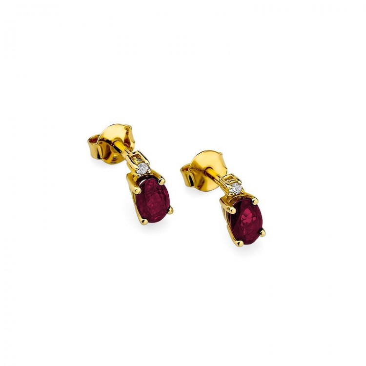Złote kolczyki z rubinem