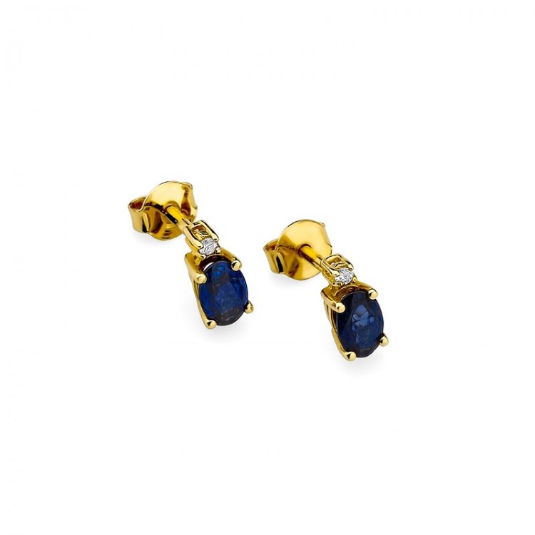 Złote kolczyki z szafirem