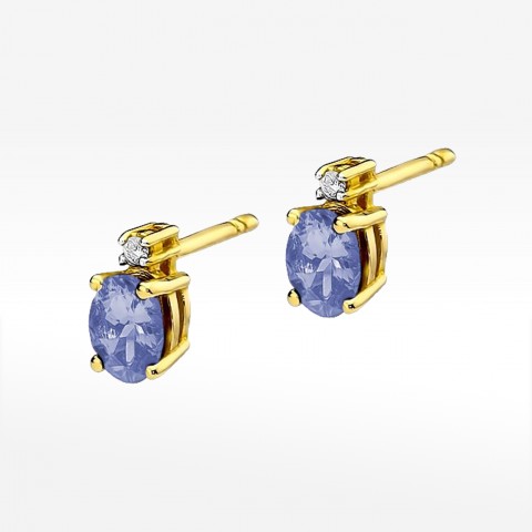 Złote kolczyki z tanzanitem
