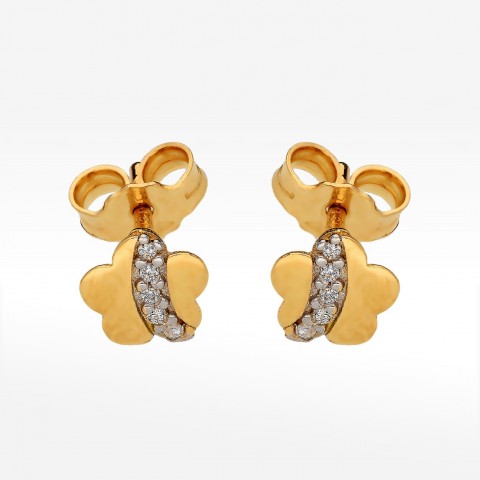 Kolczyki ze złota kwiatki z cyrkoniami