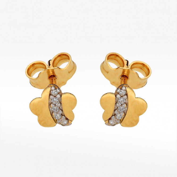 Kolczyki ze złota kwiatki z cyrkoniami